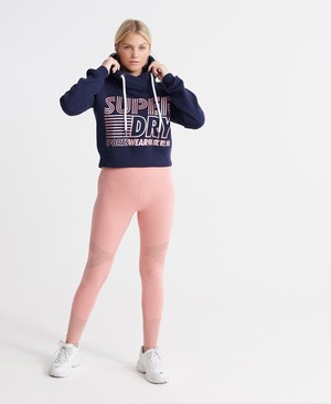 Superdry Flash Sport Crop Női Kapucnis Pulóver Sötétkék | QVHSL3590